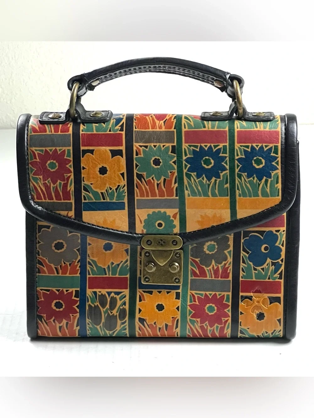 Patricia Nash Leather Floral Patchwork Top-Handle Bag - Multicolor
